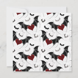 Halloween heart with black bat wings card