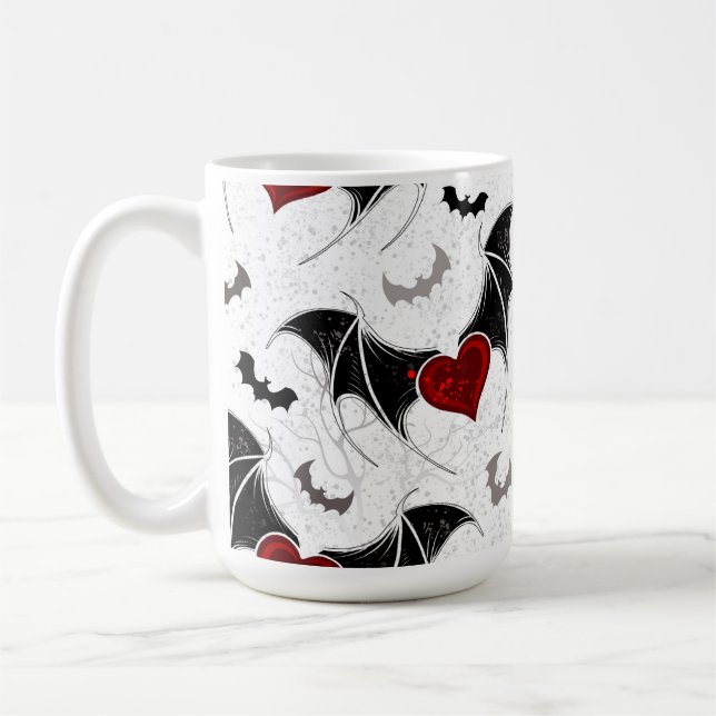 Halloween heart with black bat wings coffee mug (Left)