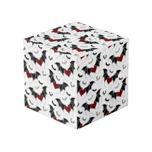 Halloween heart with black bat wings cube