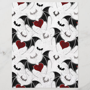 Halloween heart with black bat wings custom letterhead