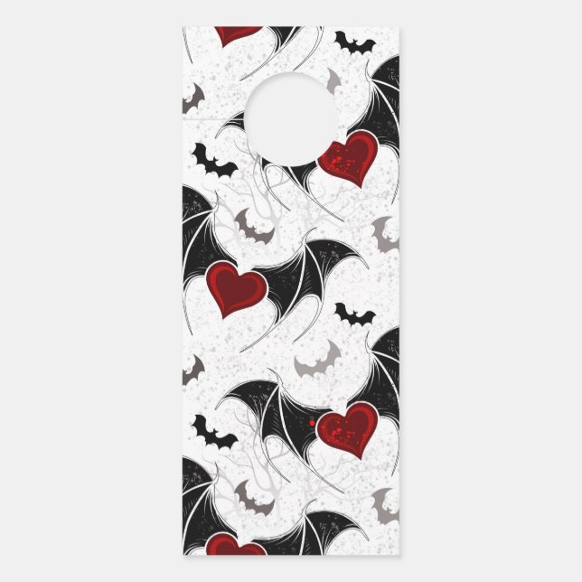 Halloween heart with black bat wings door hanger (Front)