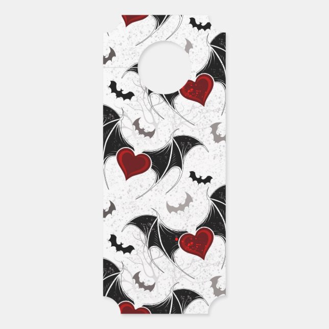 Halloween heart with black bat wings door hanger (Front)