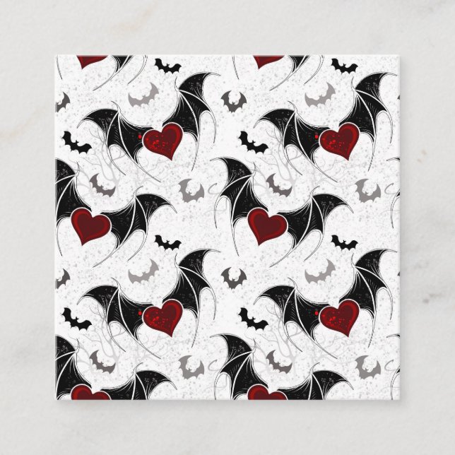 Halloween heart with black bat wings enclosure card (Front)