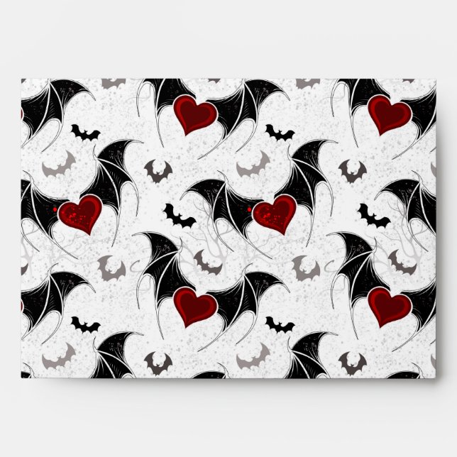 Halloween heart with black bat wings envelope (Front)