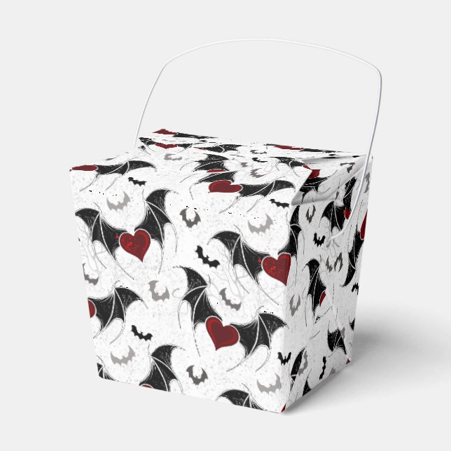Halloween heart with black bat wings favour box (Front Side)