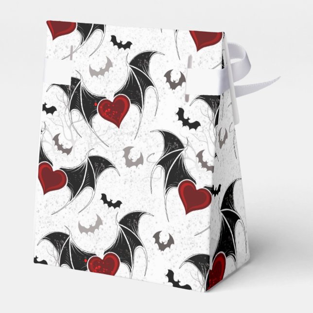 Halloween heart with black bat wings favour box (Back Side)