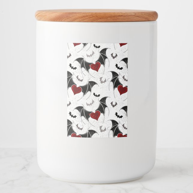 Halloween heart with black bat wings food label (Front)