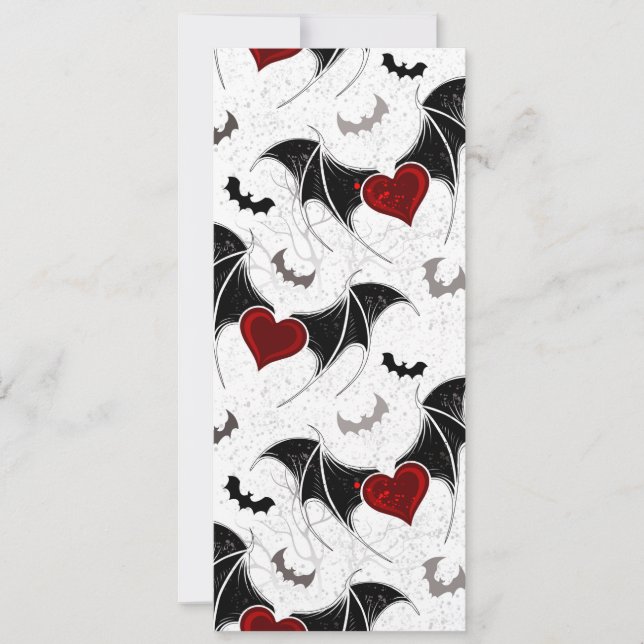 Halloween heart with black bat wings holiday card (Front)