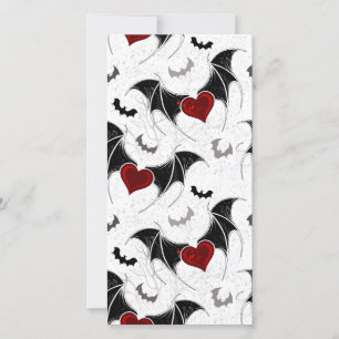 Halloween heart with black bat wings holiday card