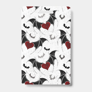 Halloween heart with black bat wings ID badge