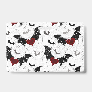 Halloween heart with black bat wings ID badge