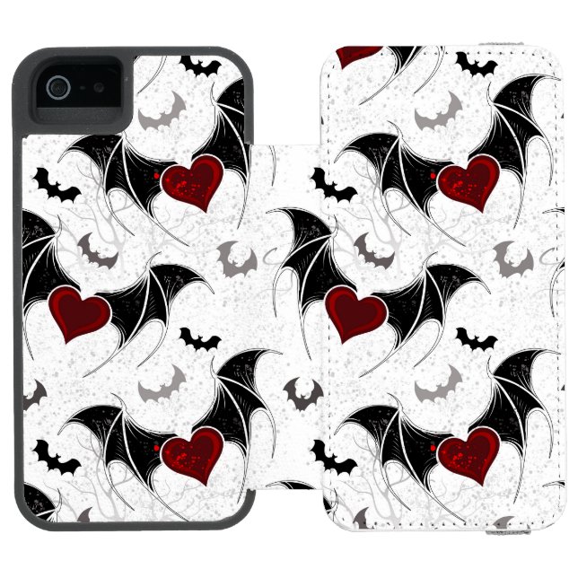 Halloween heart with black bat wings incipio iPhone wallet case (Folio Open)