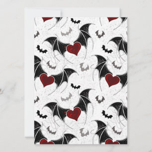 Halloween heart with black bat wings invitation