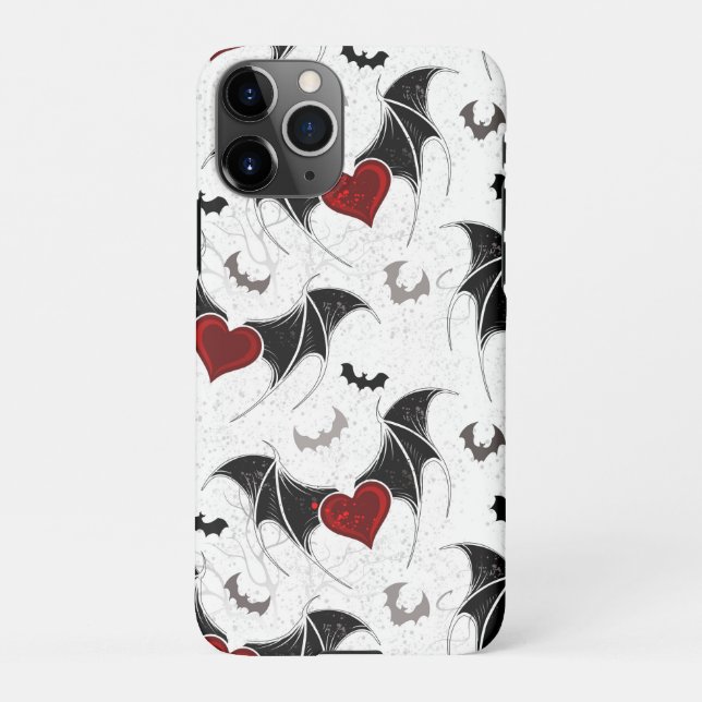 Halloween heart with black bat wings iPhone case (Back)