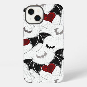 Halloween heart with black bat wings iPhone 13 case