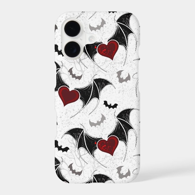 Halloween heart with black bat wings iPhone case (Back)