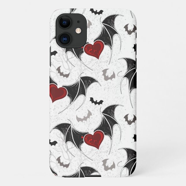 Halloween heart with black bat wings iPhone case (Back)