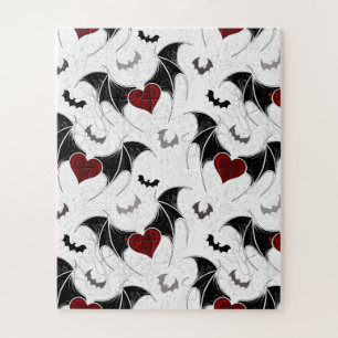 Halloween heart with black bat wings jigsaw puzzle