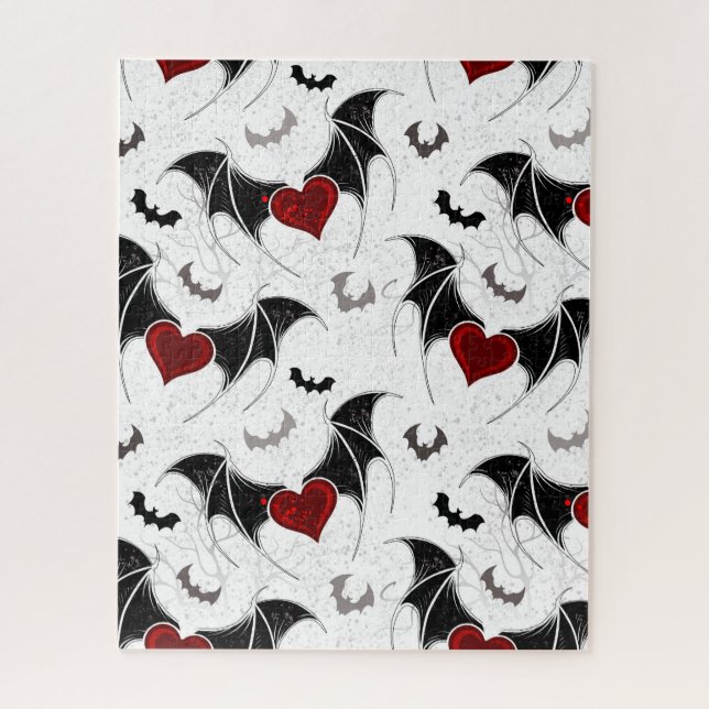 Halloween heart with black bat wings jigsaw puzzle (Vertical)
