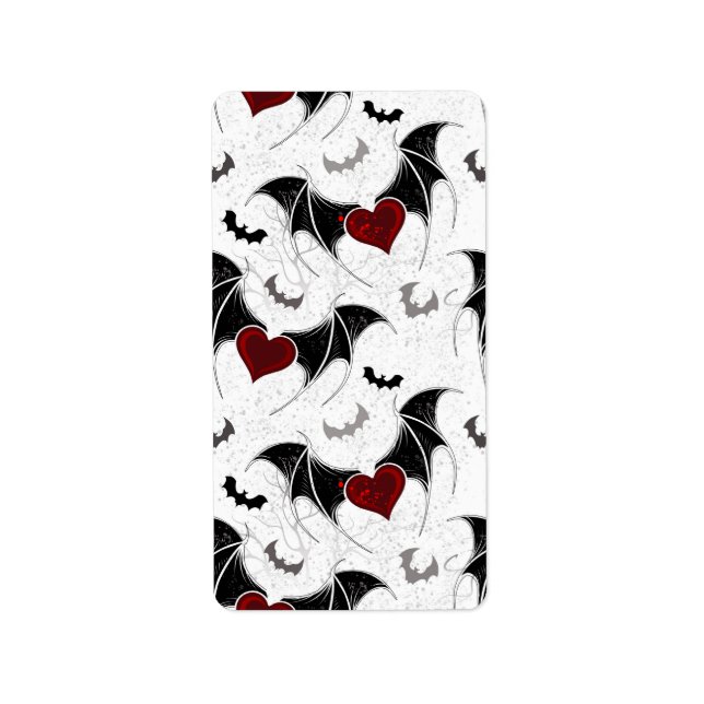 Halloween heart with black bat wings label (Front)