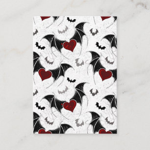 Halloween heart with black bat wings loyalty card