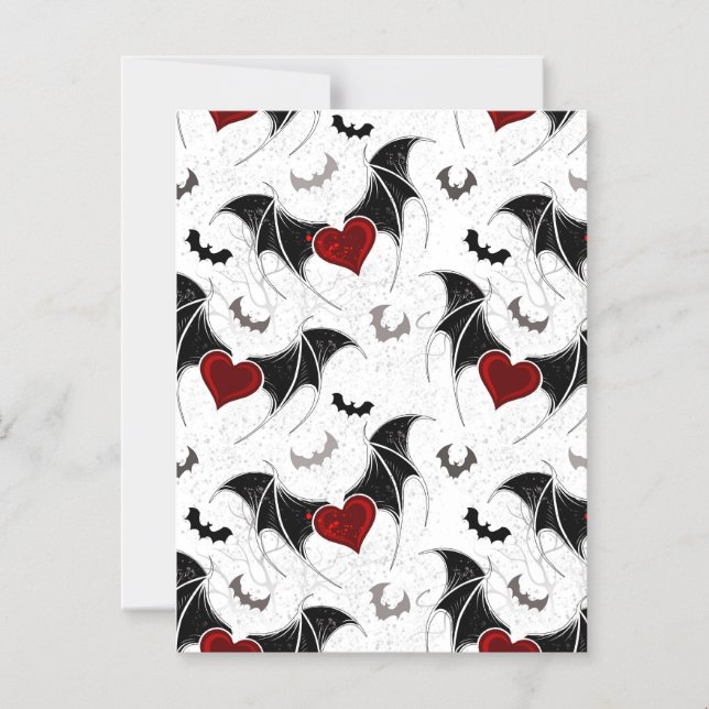 Halloween heart with black bat wings magnetic invitation (Front)
