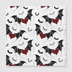Halloween heart with black bat wings magnetic invitation