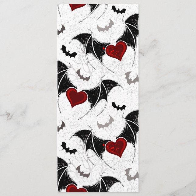 Halloween heart with black bat wings menu (Front)