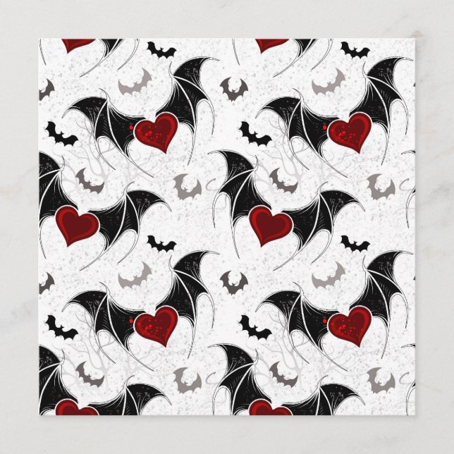 Halloween heart with black bat wings menu (Front)