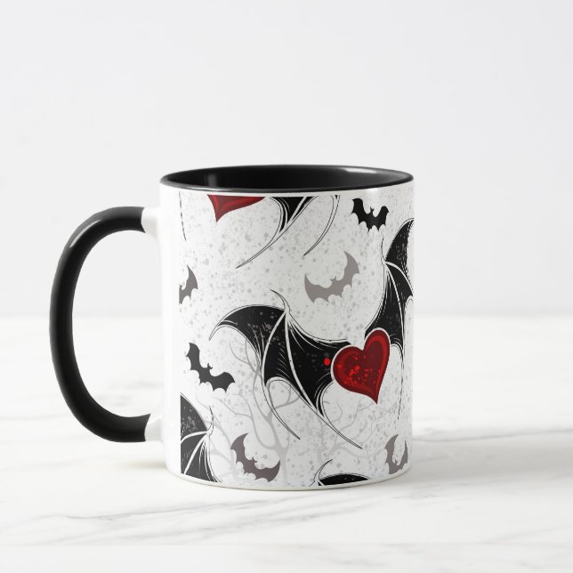 Halloween heart with black bat wings mug (Left)