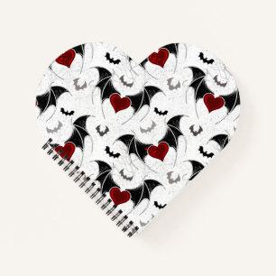 Halloween heart with black bat wings notebook