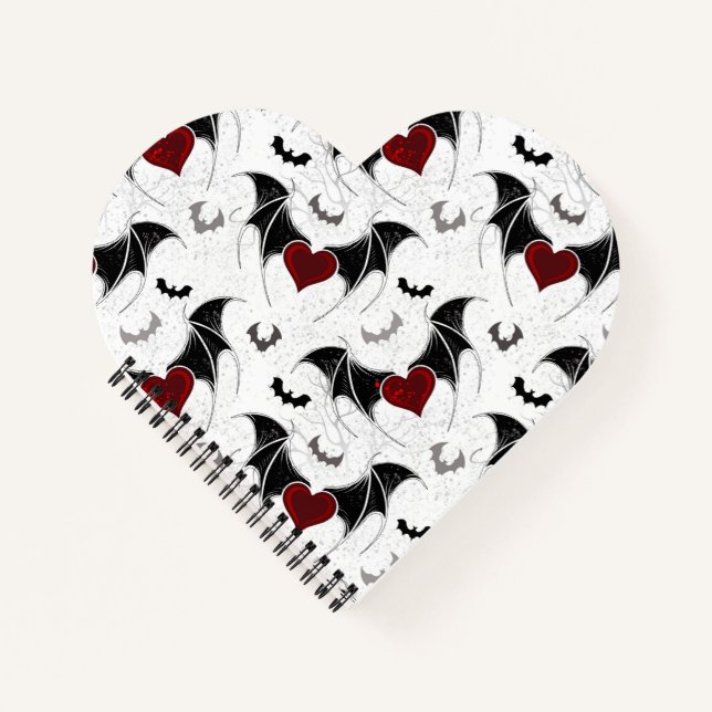 Halloween heart with black bat wings notebook (Front)
