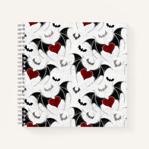 Halloween heart with black bat wings notebook