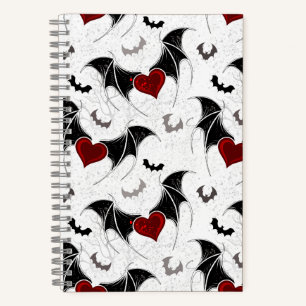 Halloween heart with black bat wings notebook