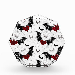 Halloween heart with black bat wings photo block