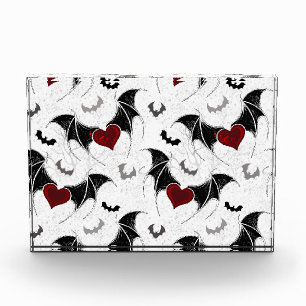 Halloween heart with black bat wings photo block