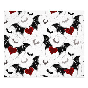 Halloween heart with black bat wings photo print
