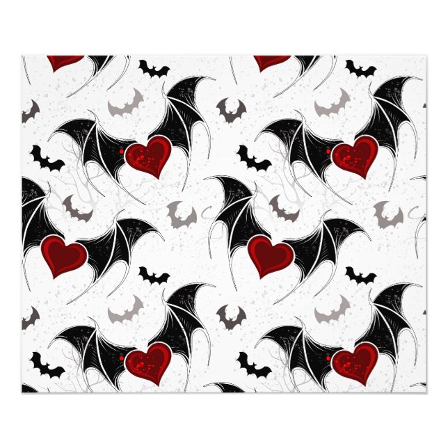 Halloween heart with black bat wings photo print (Front)