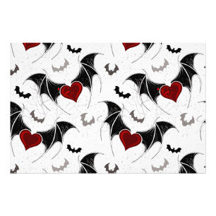 Halloween heart with black bat wings photo print