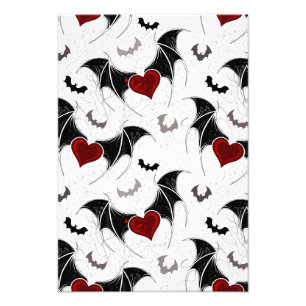 Halloween heart with black bat wings photo print