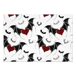 Halloween heart with black bat wings photo print