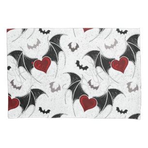 Halloween heart with black bat wings pillowcase