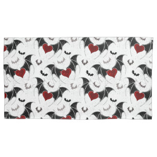 Halloween heart with black bat wings pillowcase