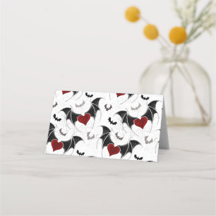 Halloween heart with black bat wings place card