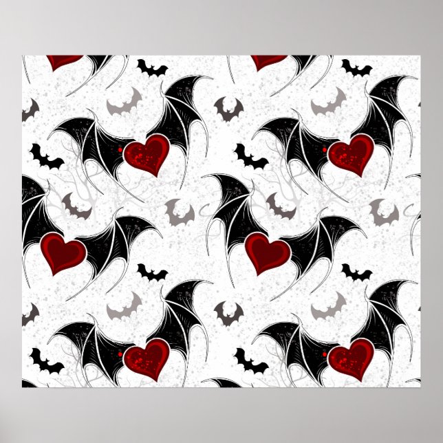 Halloween heart with black bat wings poster (Front)