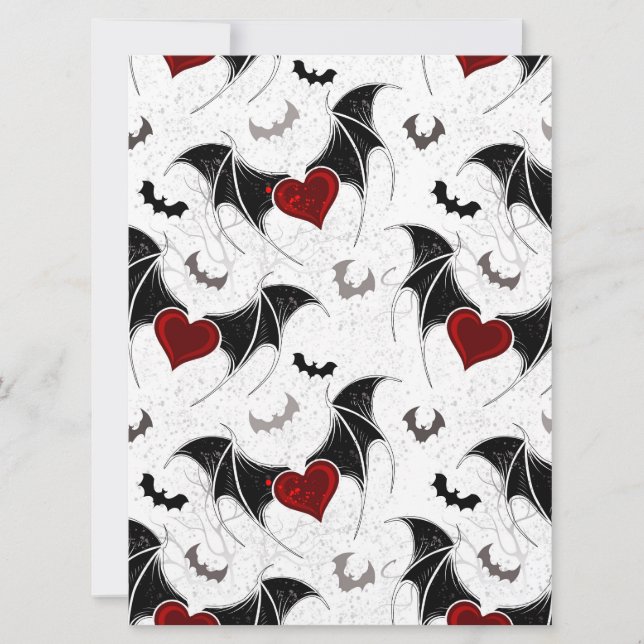 Halloween heart with black bat wings save the date (Front)