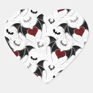 Halloween heart with black bat wings sticker