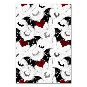 Halloween heart with black bat wings table number
