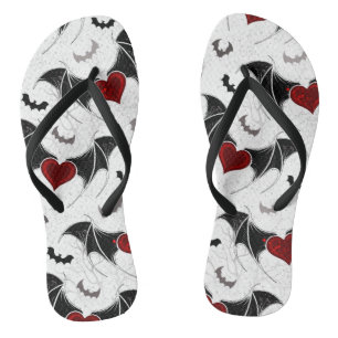Halloween heart with black bat wings thongs