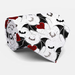 Halloween heart with black bat wings tie